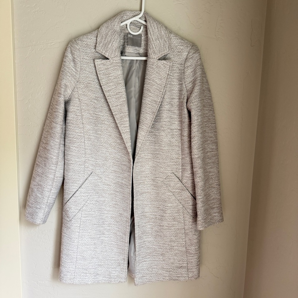 ASOS Women's Medium Length Light Gray Blazer Coat Size 6